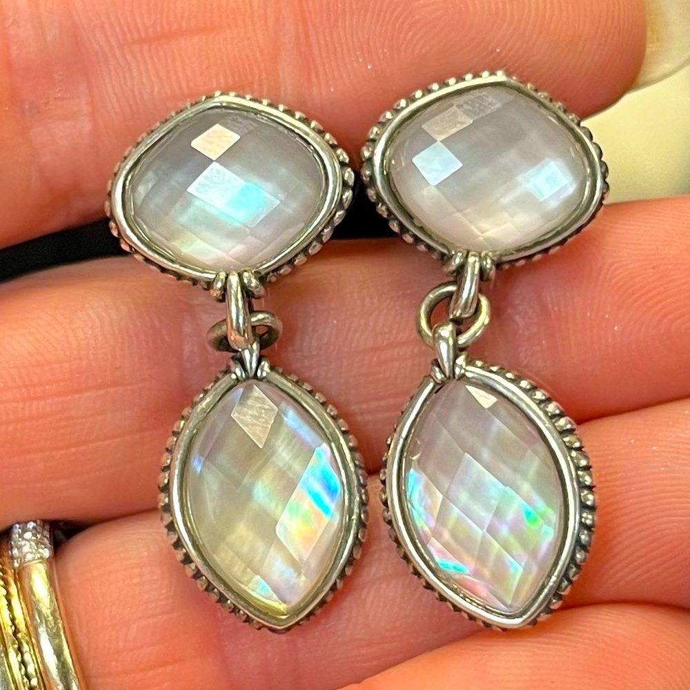 Lagos Sterling Silver & Mother-of-Pearl Drop Caviar Earrings